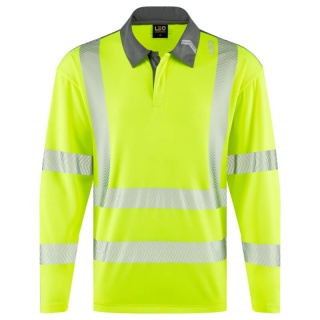 Leo Workwear P13-Y-LEO Georgeham EcoViz Coolmax High Performance Sleeved Polo Shirt Yellow